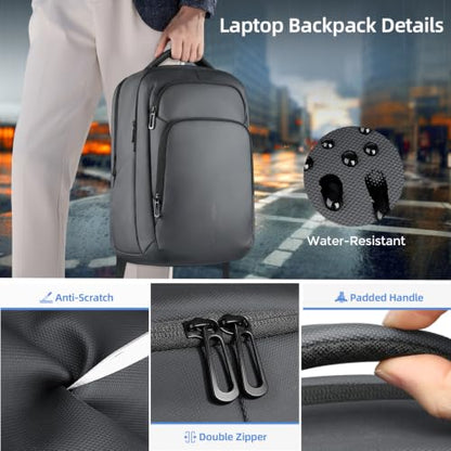 17.3 Inch Laptop Backpack for Men Women, 30L Travel Backpack - color: Dark Grey