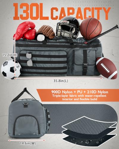 Gonex 130L Extra Large Duffel Bag, Convertible Travel Duffle - color: Grey, size: 130L