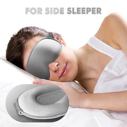 Sleep Mask for Men and Women, 3D Blackout Eye Mask for Side Sleepers, Grey - color: Grey