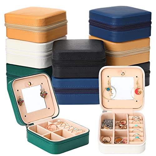 Bucherry 10 Pcs Mini Travel Jewelry Case with Mirror - color: Mixed Colors