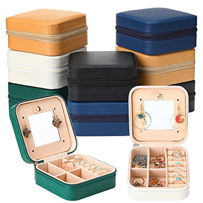 Bucherry 10 Pcs Mini Travel Jewelry Case with Mirror - color: Mixed Colors