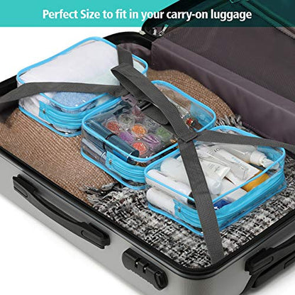 PACKISM Clear Makeup Bag for Travel - TSA Approved Toiletry Bag, Blue - color: New Blue, size: Medium Set