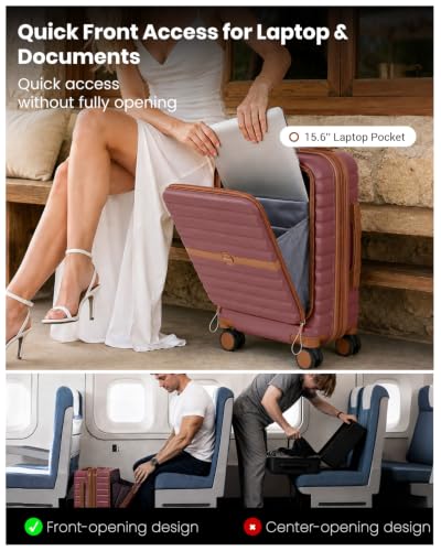 Kono Carry On luggage Airline Approved 20 Inch - color: Apricot Burgundy, size: Carry-on 20-inch