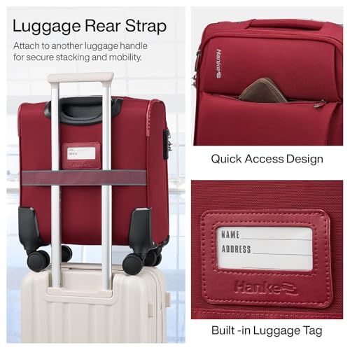 Hanke Underseat Carry On Luggage with Wheels, Small Suitcase, Rolling Bag - color: Burgundy, size: 16 Inch Underseat