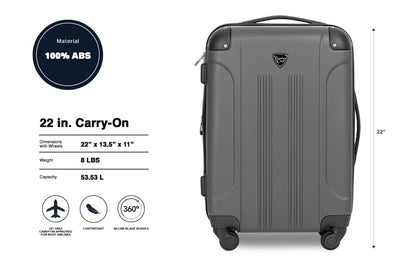 Travelers Club Chicago Hardside Expandable Spinner Luggage, Charcoal, 20"(22in with wheels) Carry-On - color: Charcoal, size: 1-Piece (22" Carry-On)