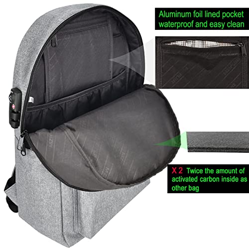 Backpack Bag With TSA Lock & Key Resistant Laptop Daypack for Men & Women Travel - color: Grey