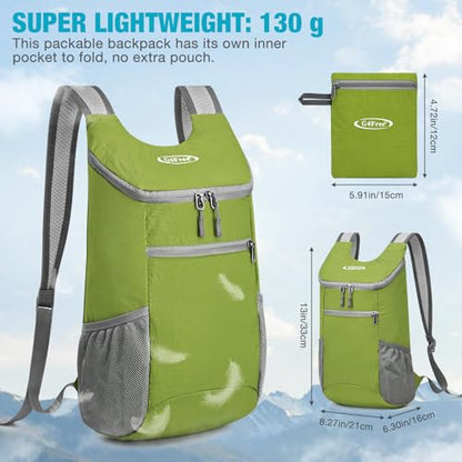 G4Free 10L Lightweight Packable Hiking Backpack, Nylon Daypack Daily Travel - color: Bright Green, size: Small
