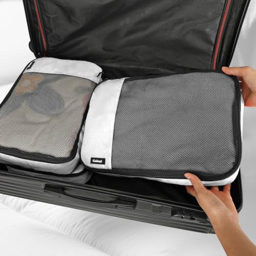 Packing Cubes for Travel,4 Set Packing Cubes for Suitcases,Lightweight Mesh Luggage Organizer Bag with Double Zipper,White - color: White