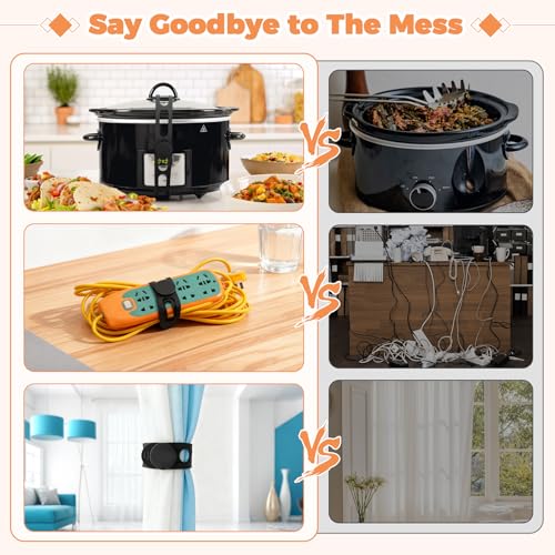 2-Pack Silicone Latch Strap with Buckle for Slow Cooker Pot, Lid, Bento Box, Universal Elastic Self-Lock Strap Tie for Curtain, Cords, Yoga Mat, Silicone Securing Strap (Black & Black) - style: Black & Black