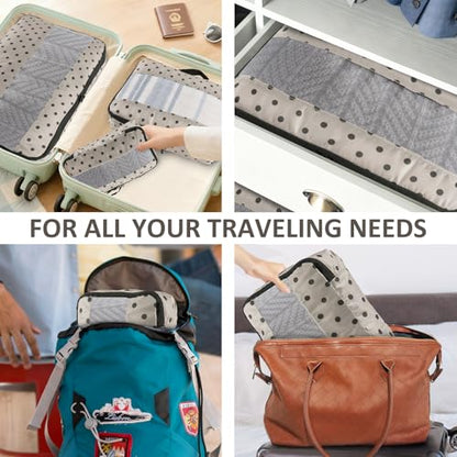 U+U 5 Set Packing Cubes, Travel Organizers with Shoe Bag (Brown Polka Dot) - color: Brown Polka Dot