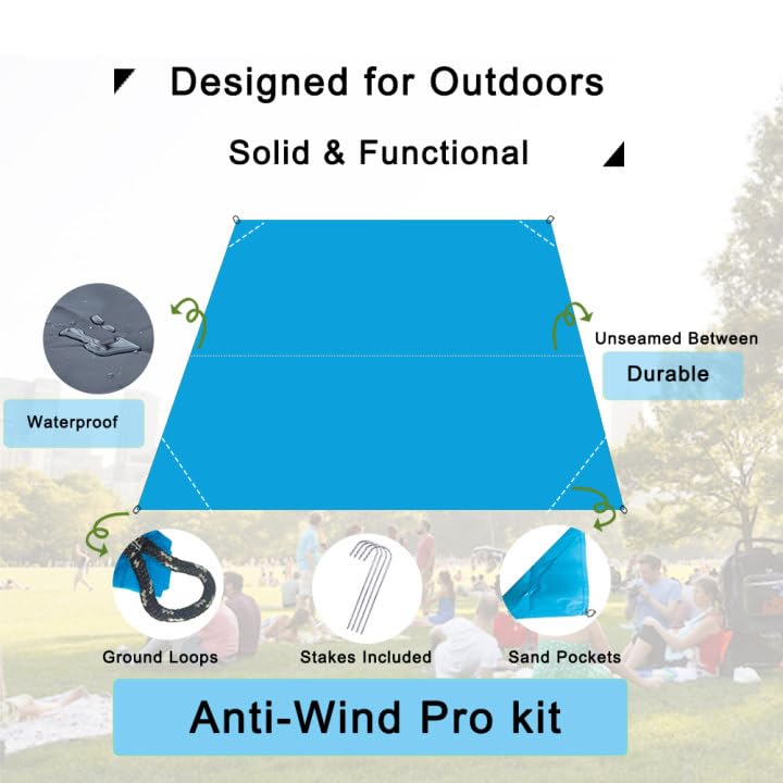 Pocket Blanket, Compact Blanket for Picnic, Beach, Festival - color: Sky Blue, size: 79"*55"