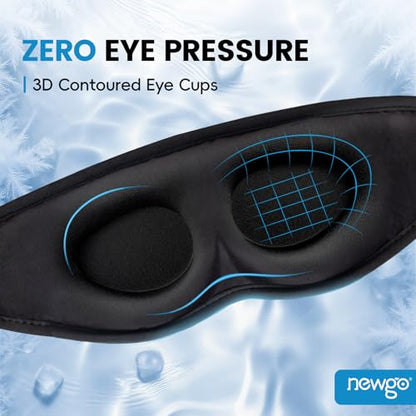 NEWGO 3D Cooling Eye Mask, Weighted Eye Mask for Sleeping, Black - color: Black