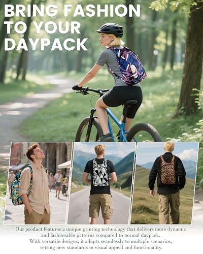 Pocket-Sized Hiking Daypack, Fashion patterns Lightweight 2.8oz - style: Blue&green Swirl