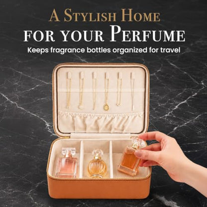 Luxury Travel Jewelry Organizer for Men & Women, Large Customizable Case - color: Brown