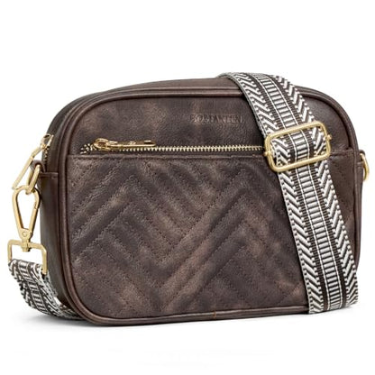 BOSTANTEN Quilted Small Crossbody Bag for Women Vegan Leather Purses - color: Coffee