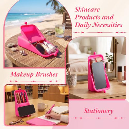 Kacctyen Makeup Brush Case Silicone Standing Makeup Brush Holder,Hot Pink - color: Hot Pink
