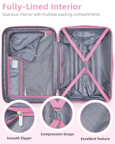 LARVENDER Expandable Carry on Luggage Suitcase with Wheels, Peach Sparkling - color: Peach Sparkling, size: 3 Piece Set (20/DB/TB)