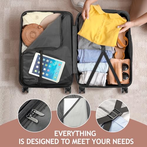Karl home Luggage Set of 3 Hardside Suitcase Sets-Light Pink(16/20/24/28) - color: Light Pink, size: 3 Piece Set