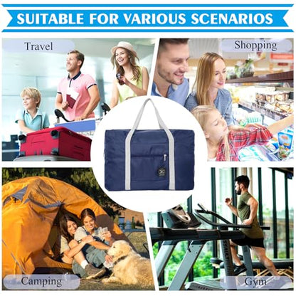 Travel Bag 2PCS Foldable Duffle Tote Weekender Overnight Luggage Bag - color: Pink+Blue