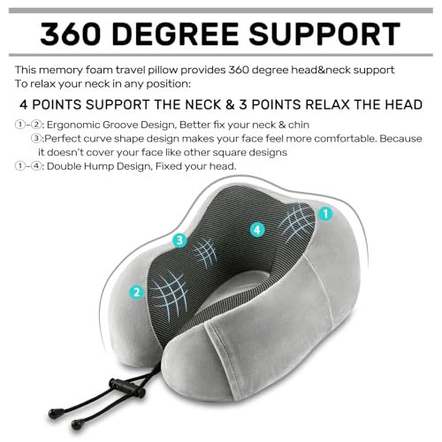 urnexttour Neck Pillow Airplane Travel Pillow 2 Pack Black and Grey - color: Black&grey