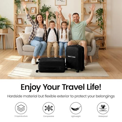 Luggage Sets 2 Piece(20/29in),w/TSA LOCK,Suitcase Set - color: Black, size: 2-Piece Set (20"/29'')
