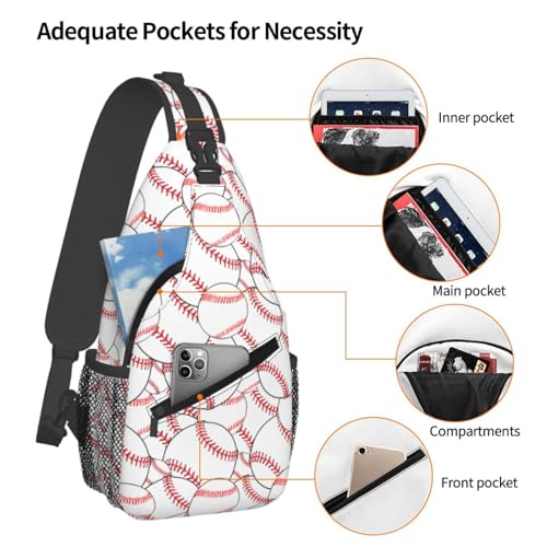 Sling Backpack For Men Hiking Daypack Crossbody Shoulder Bag Travel Chest Pack - color: Baseball Pattern
