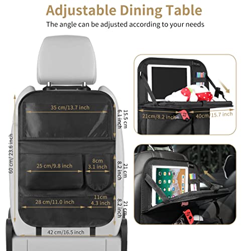 LUCMO Car Backseat Organizer with Foldable Tablet Holder, Black - color: Black-2, size: 1 Pack with Food Tray