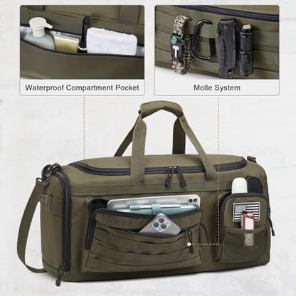 G4Free 3-in-2 Duffle Bag Travel Gym Sports, Large Tactical Duffel Backpack - color: Dark Tan