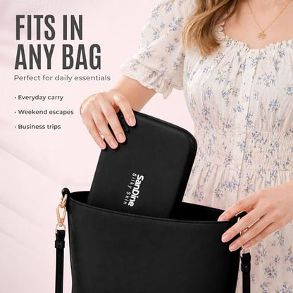 Silicone Makeup Bag for Women – Waterproof Silicone Cosmetic Pouch & Makeup Brush Holder – Easy‑Clean Travel Toiletry Organizer with Zipper – Soft Durable Silicone Case by Sandine (Black) - color: Black