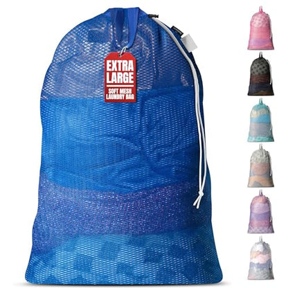 Handy Laundry Mesh XL Laundry Bag 24"x36" with Shoulder Strap, Blue - color: Blue, size: 1-Pack