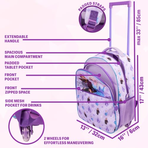 Get Trend Disney Frozen Girls 2-in-1 Rolling Luggage Bag with Wheels - color: Lilac Frozen