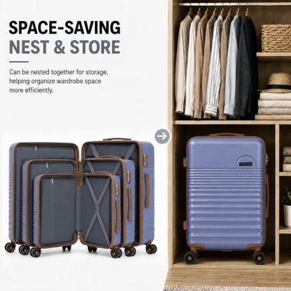 CONCEPTEN Luggage Sets 5 Piece, ABS+PC Hardshell Suitcases with Wheels - color: Slate Purple, size: 5 Piece Sets (20/24/28/Db/Tb)
