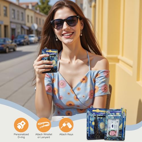 SEAVILIA Small Credit Card Holder for Women, Slim RFID Blocking Wallet - color: Starry Night