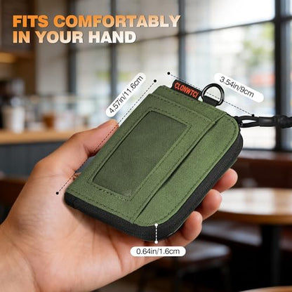 RFID Blocking Coin Pouch Wallet with Key Clip & ID Window for Men - color: Green