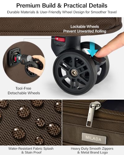 MILADA Expandable Luggage Bags for Travel Large Suitcases with Wheels - color: Coffee