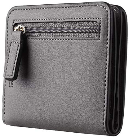Toughergun Women’s Small Slim Leather Wallet with RFID Protection, Compact Bifold Mini Purse with Clear ID Window - color: 07 ReNapa Grey Light