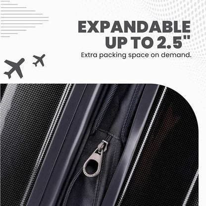 Spyder Rails Expandable Hardside Upright Suitcase with 360° Spinner Wheels, TSA Approved Lock (Black, Medium Checked) - color: Black, size: Medium Checked