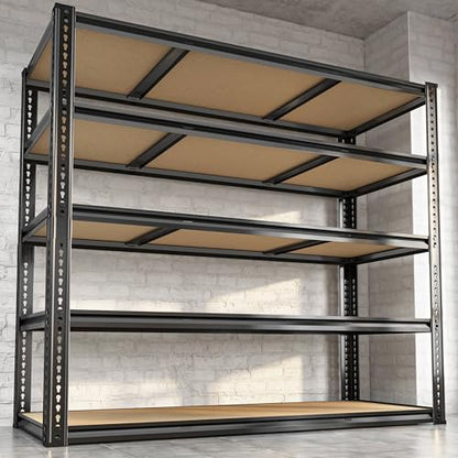 48"W Garage Shelving Heavy Duty ,5 Tier Metal Shelving Unit , 3050LBS,Black - size: 48"W x 72" H x 24" D