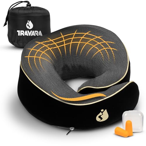 Neck Pillow Airplane - Travel Pillow - Comfortable and Ergonomic Memory Foam - Airplane Pillow with 360° Head & Neck Support - Black - color: Black