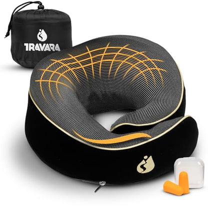 Neck Pillow Airplane - Travel Pillow - Comfortable and Ergonomic Memory Foam - Airplane Pillow with 360° Head & Neck Support - Black - color: Black