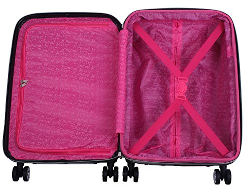 Betsey Johnson 30 Inch Checked Luggage Collection - Expandable Scratch Resistant (ABS + PC) Hardside Suitcase - Designer Lightweight Bag with 8-Rolling Spinner Wheels - color: Paris Love