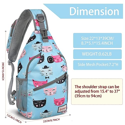 ZOMAKE Sling Bag,Small Crossbody Sling Backpack Shoulder Daypack for Travel - color: Cat Head, size: 8L