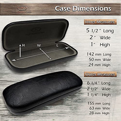 MyEyeglassCase Women's Hard Eyeglass Case | Protective Hard Shell Glasses Case with Pouch and Cloth - color: Black Distressed