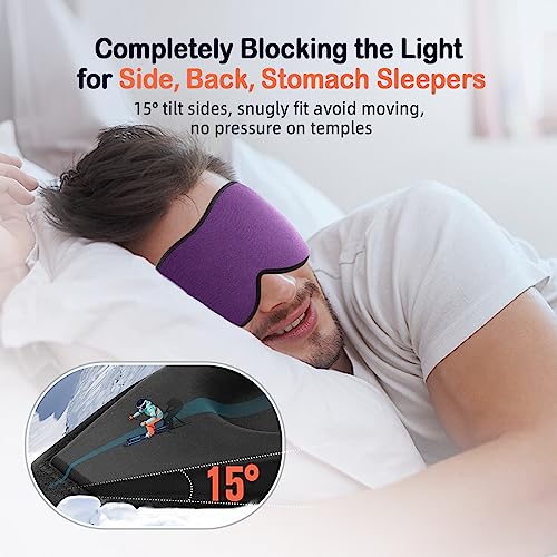 LitBear Sleep Mask for Side Sleeper Women Men, Eye Mask for Sleeping - color: Purple