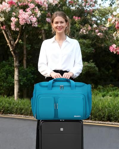 MILADA Carry On Luggage Bags for Travel Foldable Personal Item Travel Bag - color: Caribbean Blue, size: Carry On 21.5 inch