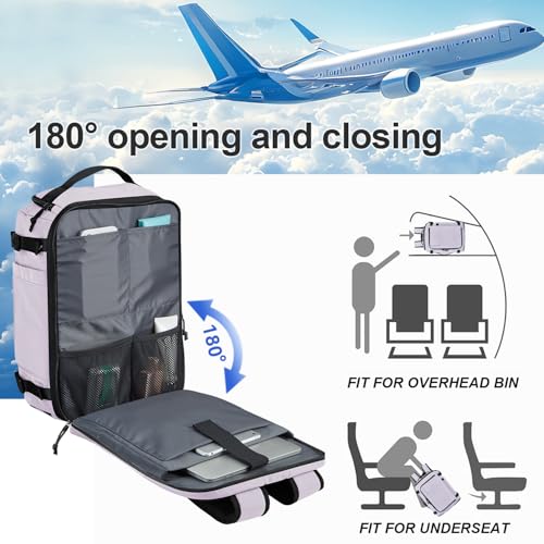Carry On Travel Backpack Flight Approved Laptop Backpack for Women Men - color: Purple, style: A