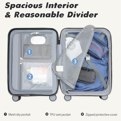 VANKEAN 20" Expandable Hardshell Spinner Carry-On with TSA Lock Approved - color: Green