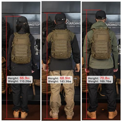 Mardingtop 소형 전술 백팩, Molle 하이킹 백팩, 배낭여행, 사이클링 및 자전거용, 15L/25L 백팩 - color: 아미 그린., size: 25L
