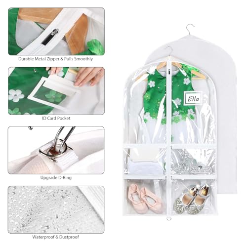 Syeeiex 40 Inch Clear Dance Costume Garment Bag, White, 5 Pack - color: Clear White, size: 5 Pack