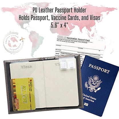 Chrome Passport Cover Vaccine Card Holder Combo, Passport Holder with Vaccine Card Slot (Grey) - color: Grey